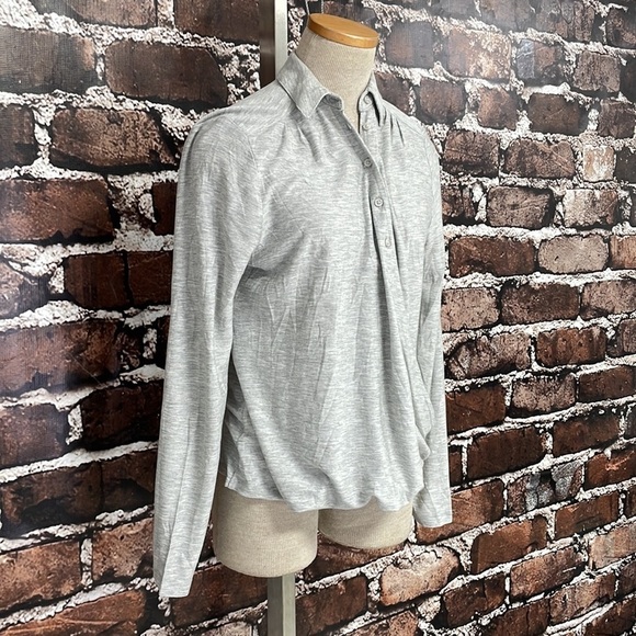 Banana Republic Shirt Draping Polo Long Sleeves Grey Size Small - Picture 5 of 11